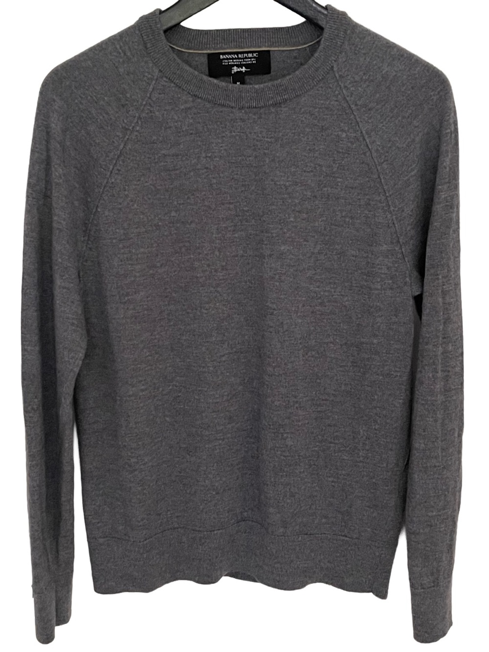 Banana Republic Men’s Cento Merino Crew-Neck Sweater Heather Grey M